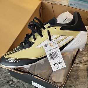 Adidas F50 Messi Cleats in Black, White, and Gold NWT